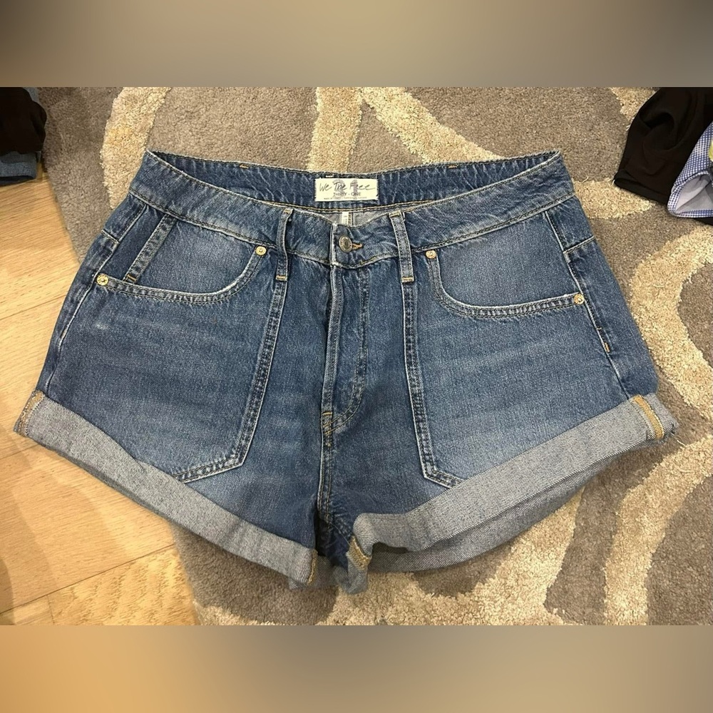 We The Free Blue Jean Shorts Relaxed Fit Cuffed